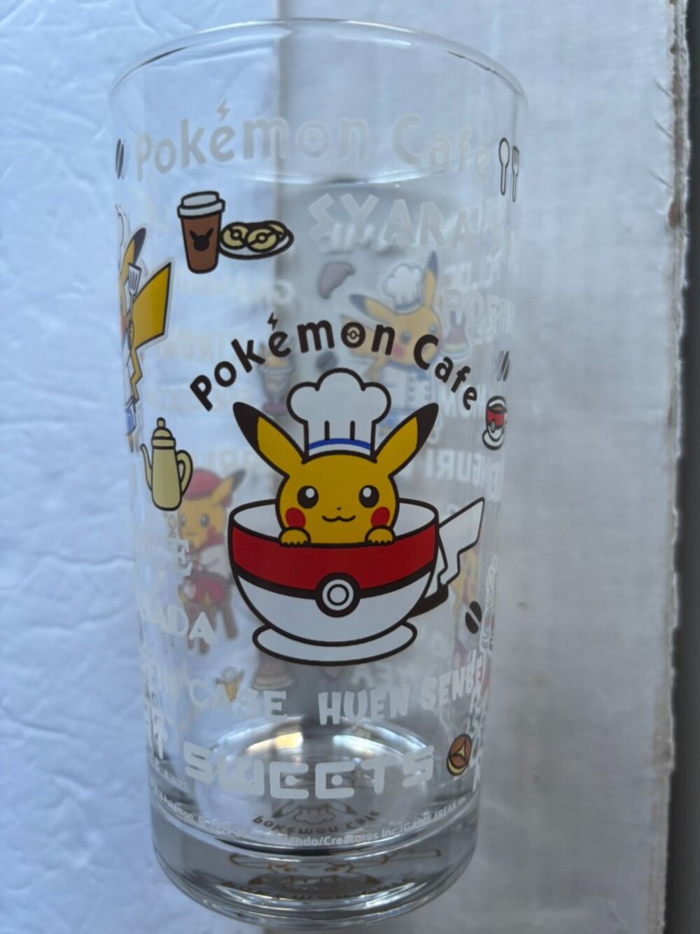 NEW Pokemon Cafe Japan Exclusive Chef Pikachu Clear Glass Cup Tumbler Souvenir